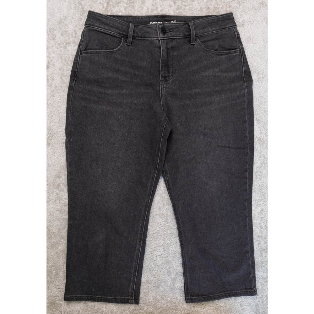 Old Navy Mid Rise WOW Capris Black Denim Pedal Pushers Womens Size 6 NWOT